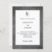 Invitation Mariage rustique monogramme moderne blanc gris (Devant)