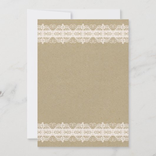 Invitation Mariage rustique naturel en papier brun et dentell (Dos)