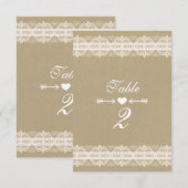 Invitation Mariage rustique naturel papier marron et dentelle (Devant / Derrière)
