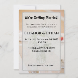 Invitation Mariage Rustique Neutre Rose Blanche Pot en Verre