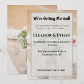 Invitation Mariage Rustique Neutre Rose Blanche Pot en Verre (Devant / Derrière)