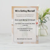 Invitation Mariage Rustique Neutre Rose Blanche Pot en Verre (Debout devant)