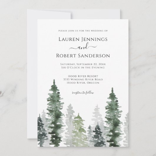 Invitation Mariage rustique neutre Sage vert (Devant)