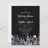 Invitation Mariage rustique noir de fleurs sauvages moderne e (Devant)