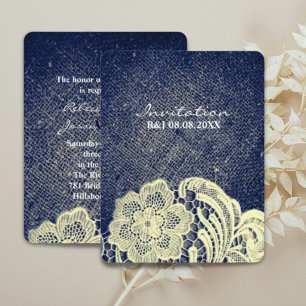 Invitation mariage rustique occidental campagne bleu marine d