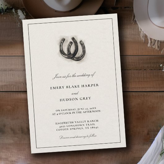 Invitation Mariage rustique occidental de style vintage