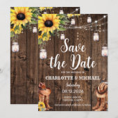 Invitation Mariage Rustique Occidental Save the Date (Devant / Derrière)