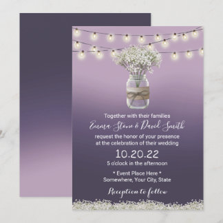 Invitation Mariage rustique Ombre Floral Purple de l'haleine 