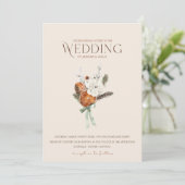 Invitation Mariage Rustique Orange Slices Fleurs blanches (Debout devant)