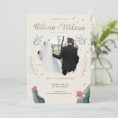 Invitation Mariage Rustique Photo Florale Moderne (Debout devant)