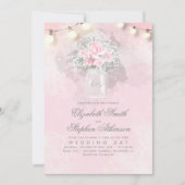Invitation Mariage rustique Pink Floral Baby's Breath Mason J (Devant)