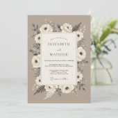 Invitation Mariage Rustique Raffiné Taupe (Debout devant)
