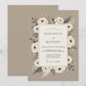 Invitation Mariage Rustique Raffiné Taupe (Devant / Derrière)