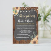 Invitation Mariage Rustique Réception Fleurie Bois Tournesol (Debout devant)