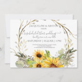 Invitation Mariage Rustique reprogrammé Script tournesol en b (Devant)