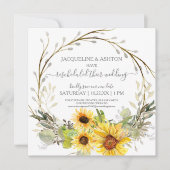 Invitation Mariage rustique reprogrammé Script tournesol flor (Devant)