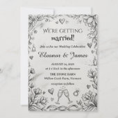 Invitation Mariage rustique romantique à main levée doodle (Devant)