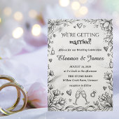 Invitation Mariage rustique romantique à main levée doodle