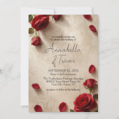 Invitation Mariage rustique romantique aux roses rouges (Devant)
