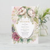 Invitation Mariage rustique romantique vert sauge élégant (Debout devant)