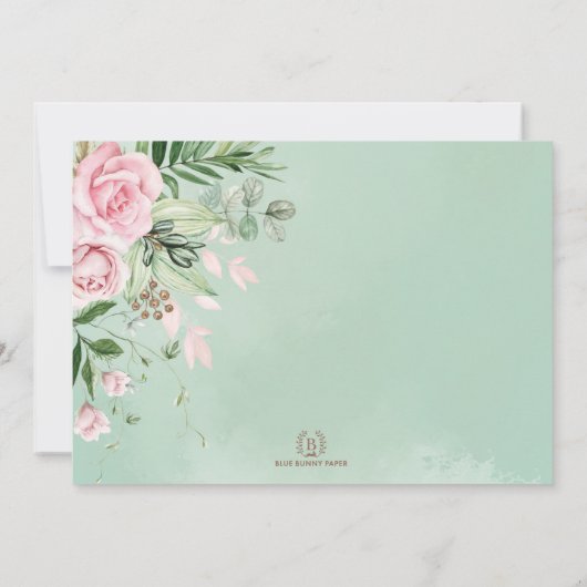 Invitation Mariage rustique Roses Roses Roses Roses Botanique (Dos)