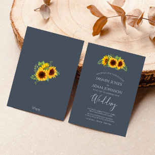 Invitation Mariage Rustique Royal Blue Sunflower Boho
