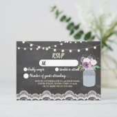 Invitation Mariage Rustique RSVP Jar avec Guirlande de Lace e (Debout devant)