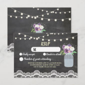 Invitation Mariage Rustique RSVP Jar avec Guirlande de Lace e (Devant / Derrière)