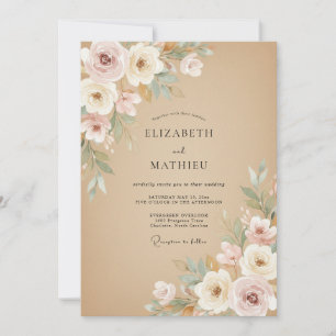 Invitation Mariage Rustique Sable Sérénité