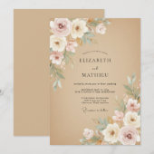 Invitation Mariage Rustique Sable Sérénité (Devant / Derrière)