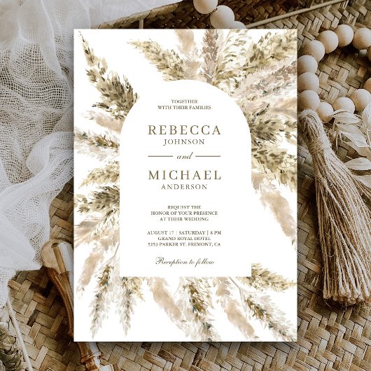 Invitation Mariage Rustique Séché Bohème Arche d'Herbe de Pam