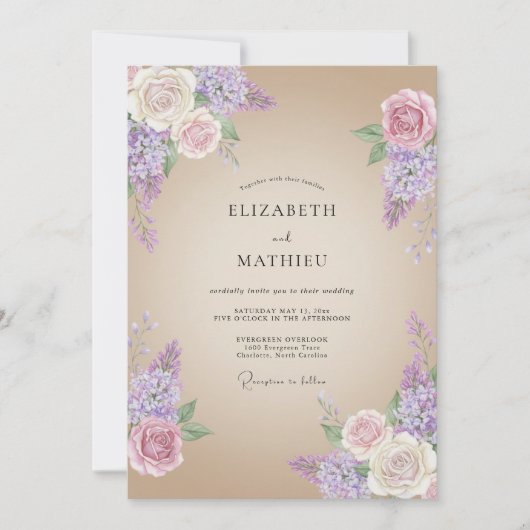Invitation Mariage rustique séduisant lavande (Devant)