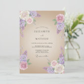 Invitation Mariage rustique séduisant lavande (Debout devant)