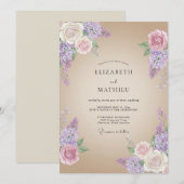 Invitation Mariage rustique séduisant lavande (Devant / Derrière)
