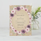 Invitation Mariage rustique serein mauve (Debout devant)