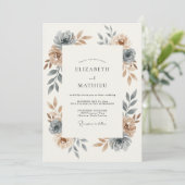 Invitation Mariage Rustique Sérénité Bleu Ardoise (Debout devant)
