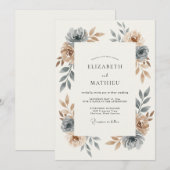 Invitation Mariage Rustique Sérénité Bleu Ardoise (Devant / Derrière)