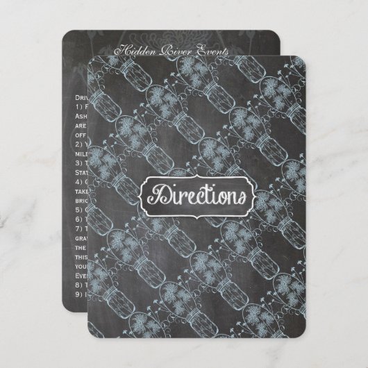 Invitation Mariage Rustique Sérénité Bleu Pot Mason Tableau M (Devant / Derrière)