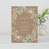 Invitation Mariage Rustique Sérénité Brun Chameau (Debout devant)