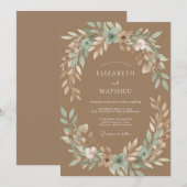 Invitation Mariage Rustique Sérénité Brun Chameau (Devant / Derrière)