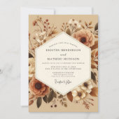 Invitation Mariage Rustique Sienne Fleurie (Devant)