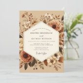 Invitation Mariage Rustique Sienne Fleurie (Debout devant)