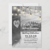 Invitation Mariage rustique Silver Winter Tree Twinkles lumiè (Devant)