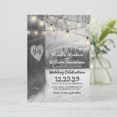 Invitation Mariage rustique Silver Winter Tree Twinkles lumiè (Debout devant)