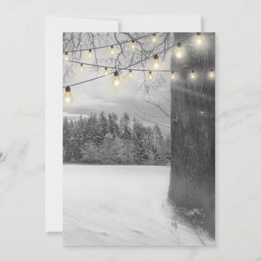 Invitation Mariage rustique Silver Winter Tree Twinkles lumiè (Dos)