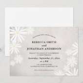 Invitation Mariage rustique simple avec marguerites blanches (Devant / Derrière)