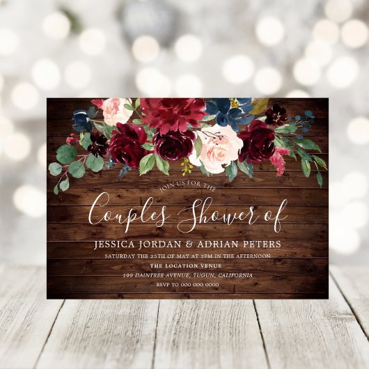 Invitation Mariage rustique sous le signe du vin rouge de Bou