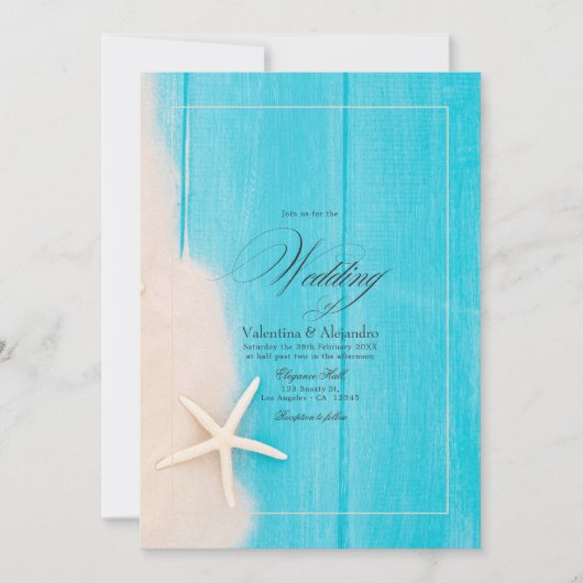 Invitation Mariage rustique Starfish et Ocean Vibes Beach (Devant)