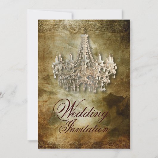 Invitation mariage rustique steampunk vintage lustre (Devant)