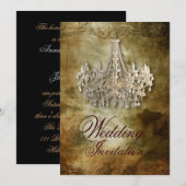 Invitation mariage rustique steampunk vintage lustre (Devant / Derrière)